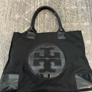 Tory Burch black nylon large tote